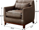 Extra Deep Accent Chair, Comfy Fabric Armchair with Wood Base, Upholstered Single Sofa Chair for Living Room & Bedroom, Faux Leather Dark Brown by CozyNest Decor