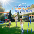 5-in-1 Heavy-Duty Metal Swing Set for Backyard - 500lb Capacity Outdoor Playset with Basketball Hoop & Climbing Rope by TinyTreasures Baby Boutique