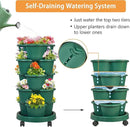VECELO 5 Tier Vertical Garden Planter, Self Watering Stackable Planters with Wheels for Strawberries, Herbs, Flowers, Vegetables, Dark Green by CozyNest Decor