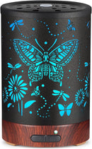 Metal Essential Oils Diffuser 150ML Christmas Aromatherapy Diffuser Cool Mist Humidifier with 7 Colors Lights Waterless Auto Off Air Diffusers as Gifts for Mom(Butterfly) by TinyTreasures Baby Boutique