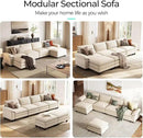 LINSY HOME Modular Sectional Sofa - 157'' Comfy Corduroy Cloud Sofa Oversized U Shaped Couch with Movable Ottoman, Soft Modern Sofa for Living Room Apartment, Beige by CozyNest Decor