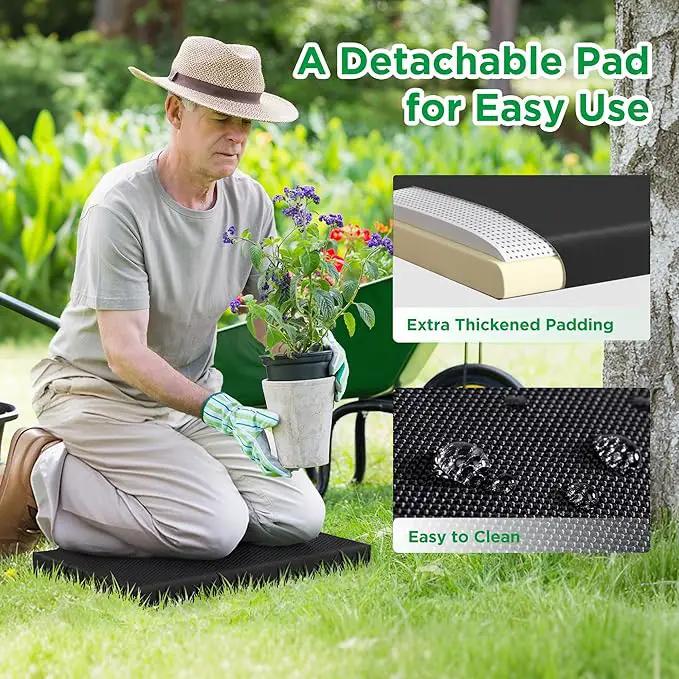 10.8” Wide Garden Kneeler and Seat, Heavy Duty Foldable Gardening Stool with Tool Belt Pouch, Included Thickened Kneeling Pad, Portable Gardening Bench Chair for Seniors & Parents, photo 6 of 8