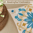 Embroidered Throw Pillow Cover 18x18 Classic Boho Floral Pattern Pillows Cover Outdoor Decorative Pillowcase,Durable Cozy Textured Cushion Case for Sofa Couch Bed Living Room,Teal by CozyNest Decor