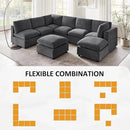 Modular Sectional Sofa, Convertible Sofa Couch Modular Sofa with Ottoman, Sectional Sofas for Living Room Small Apartments by CozyNest Decor