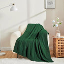 CozeCube Knit Throw Blanket, Green Checkered Throw for Couch, Soft Cozy Warm Knitted Blanket for Bed Sofa Living Room, 60"X80", Forest Green by CozyNest Decor