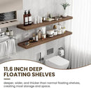 55 Inch Floating Shelves, 12 Inch Deep Floating Shelves for Wall, Floating Shelf with Invisible Brackets, Deep Wall Shelves for Bathroom, Bedroom, Living Room, 1 Pack, Walnut by CozyNest Decor