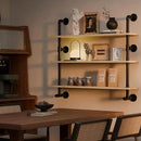 Industrial Pipe Wall Shelves Pipe Shelving with Real Wood Plank,48 Inches Floating Shelves for Wall Farmhouse Pipe Book Shelves Dark Brown 3 Tier for Kitchen,Living Room Decor and Bar Shelving by CozyNest Decor