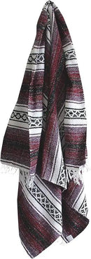 Del Mex Classic Mexican Blanket, Large Authentic Woven Falsa Throw (70"x50"), Artisan Southwest Décor for Beach, Yoga, Outdoors (Burgundy) by CozyNest Decor