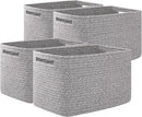 OIAHOMY 4 Pack Storage Baskets for Organizing, Cube Storage Bins for Shelves, Rectangle Storage Baskets With Handles, Woven Baskets for Storage, 12.7''Lx9''Wx7.8''H, Grey by TinyTreasures Baby Boutique