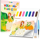 TECJOE Paint with Water Coloring Books for Toddlers, Princess Series Watercolor Set with 3 Brushes, Mess Free Painting Activity for Kids Ages 4 5 6 7 8, Arts & Crafts Toy by TinyTreasures Baby Boutique