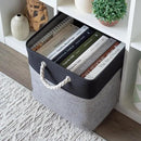 OrganiHaus 13x13 Cube Storage Bins 4 Pack, Foldable Cube Storage Organizer w/ Rope Handles, Collapsible Fabric Bins for Toys, Clothes & Closet Organization, Fabric Square Baskets - Gray/Black by CozyNest Decor