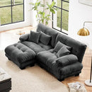 Loveseat Modular Sectional Sofa, L Shaped Couch with Ottoman, Cloud Couch Sectional Couch Home Sofa Living Room Oversized Couch Deep Seat Couch with Round Bolster Armrests 4 Pillows(Gray) by CozyNest Decor