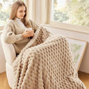 NEWCOSPLAY Super Soft Throw Blanket Brown Premium Silky Flannel Fleece 3D Clouds Stylish Jacquard Lightweight Bed Blanket All Season Use 350GSM (Brown, Throw(50"x60")) by CozyNest Decor
