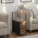 TUTOTAK Small Narrow End Table with Charging Station, Side Table with Outlets, Nightstand with 2 Cloth Drawers, Couch Table, for Living Room, Bedroom, Bedside, Brown TB01BB085 by CozyNest Decor