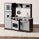Amazon Basics Kids Upright Wooden Kitchen Toy Playset with Stove, Oven, Sink, Fridge and Accessories, for Toddlers, Preschoolers, Children Age 3+ Years, Espresso/Gray, 39x11.8x39'' by TinyTreasures Baby Boutique