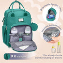 RUVALINO Diaper Bag Backpack-Multifunction Baby Travel Bag with Changing Pad, Insulated Bottle Holders & Pacifier Case, Large Capacity, Waterproof, Turquoise by TinyTreasures Baby Boutique