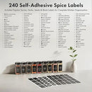 Glass Spice Jars with Label and Stainless Steel Lids (24 x 4oz) Spice Containers with 240 Labels, Shaker Inserts, Steel Funnel, Empty Square Empty Square Seasoning Organizer (Black) by CozyNest Decor