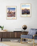 HesenDot Natural OAK Wood Chicago Cityscape Framed Wall Art,12x16in City Skyline Canvas Wall Print,Modern Urban Landmark Wall Decor for Living Room,Bedroom,Office Gallery Gifts Set of 1 by CozyNest Decor