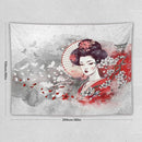 Japanese Geisha Tapestry Asian Red Cherry Blossom Traditional Kimono Folk Tapestries Home Decor for Living Room Bedroom Apartment Farmhouse Dorm 80"x60" by CozyNest Decor
