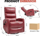 Manual Swivel Rocker Recliner Chair for Adults, Overstuffed Reclining Glider Chair for Nursing with Vibration Massage & Heat, Living Room Rocking Recliner 3-Stage backrest, Faux Leather Red by CozyNest Decor