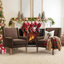 COLAMY Modern Wingback Living Room Chair Set of 2, Upholstered Fabric Accent Armchair, Single Sofa Chair with Lounge Seat and Wood Legs for Bedroom/Office/Reading Spaces, Brown by CozyNest Decor
