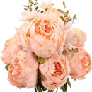 Duovlo Springs Flowers Artificial Silk Peony Bouquets Wedding Home Decoration,Pack of 1 (Spring Orange-Pink) by CozyNest Decor