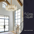 30.3“ Gold Semi Flush Mount Ceiling Light Fixtures, 8-Light Gold Modern Crystal Chandelier Height Adjustable Pendant Lighting for Bedroom Entryway Hallway Kitchen Island Living Room Foyer by CozyNest Decor