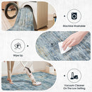 Area Rug 5x7 Living Room Rugs: Abstract Large Washable Rugs with Non-Slip Backing, Thin Carpet for Dining Room Table Bedroom Nursery Indoor Home Office-Blue/Brown by TinyTreasures Baby Boutique