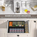 Kitchen Drawer Organizer Bins, Stackable Bamboo Drawer Organizer for Silverware, Coffee Pod Organizer K Cup Holder for Countertop, 2 Pcs Coffee Station Organizer Black 12" x 6" x 2.5" by CozyNest Decor