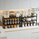 Expandable,Stackable Spice Rack,Seasoning Organizer and Storage,Spices Jar Racks for Cabinet,Countertop, Metal Pantry, Cupboard,Laundry Storages,Heavy Duty(2 Packs/Large/Black) by CozyNest Decor