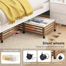 Under Bed Storage Containers With Wheels - 2 Pcs Large Bamboo Wood Rolling Underbed Shoe Storage Bins With Dust Bags for Clothes Blankets, Duvet Covers Snacks Toys (Walnut) by CozyNest Decor