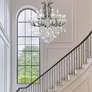 Large Black Crystal Chandelier Light Fixtures, 18 Lights Modern Crystal Chandeliers for Dining Room,Staircase Hallway Living Room Entryway,2 Layers 41'' Foyer Chandelier by CozyNest Decor