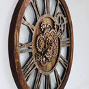 The Gears Clock 36'' Inch Real Moving Gear Wall Clock Vintage Industrial Oversized Rustic Farmhouse (Vintage Brown) by CozyNest Decor