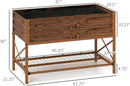 Outsunny Raised Garden Bed with Galvanized Steel Frame, Storage Shelf and Bed Liner, Elevated Planter Box with Legs for Vegetables, Flowers, Herbs, Dark Brown by GreenHaven Gardens