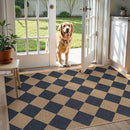 Lahome Checkered Easy Jute Entryway Rug, 3x5 Washable Area Rugs for Living Room Outdoor Patio, Non Slip Blue Indoor Door Mat Checkerboard Throw Carpet for Entry Front Door Guestroom Deck by CozyNest Decor
