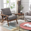 Wahson Mid Century Chair, Upholstered Accent Armchair, with Wood Frame and Canvas Cushions, Leisure Slipper Chair for Living Room/Bedroom, Grey by CozyNest Decor
