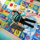 4x6 Playroom Rugs for Kids Washable, Educational and Fun Playmat with ABC Alphabet Animals Shapes Colors, Non-Slip Play Mat Learning Rugs for Baby Toddler Children Game Activity, Blue by CozyNest Decor