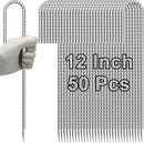 VVOKGO Rebar-Stakes-12-Inch J Hook Galvanized Tent Stakes Heavy Duty, 50-Pack Ground Chain Link Fence Anchors with Chisel Point End for Gazebo, Camping Tents, Outdoor Inflatables Decorations by CozyNest Decor