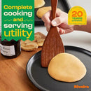 Riveira Set of 9 Premium Brown Bamboo Cooking Utensils - Bamboo Utensils for Cooking - Non-Toxic Utensils - Wooden Kitchen Set for Non-Stick Cookware by CozyNest Decor