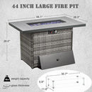 Propane Fire Pit Table,44 Inch 55000 BTU Outdoor Gas Fire Pit Rectangular with Glass Wind Guard for Outside Patio Deck (Gray-Aluminum Top) by GreenHaven Gardens