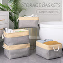 Organization and Storage Basket for Organizing - Large 4 Pack 16x12x8 inch Collapsible Baskets for Shelves Fabric Storage Cube, Storage Bins for Laundry Cloth Books Gift (Gold & Grey) by TinyTreasures Baby Boutique