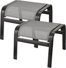 Patio Ottomans Outdoor Foot Rest Aluminum Patio Footstool Samll Seat Wicker Furniture Patio Ottoman 2 Pieces Grey by CozyNest Decor