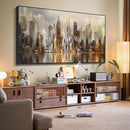 Mofutinpo Large Black Framed Cityscape New York abstract wall art Brown City Theme Paintings Modern Canvas office wall decor living room modern artwork Size 30x60 by CozyNest Decor