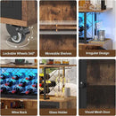 Wine Bar Cabinet with Wheels, 4-Tier Bar Cart with Power Outlets and LED Light, Liquor Cabinet Home Mini Bar with Wine Rack, Coffee Bar Cabinet for Liquor, Rustic Brown by CozyNest Decor