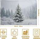 Winter Placemats Set of 4, 12x18 Inch Christmas Pine Tree Snowflake Linen Table Mats Seasonal Washable Farmhouse Place Mats for Kitchen Dining Xmas Holiday Party Decor by CozyNest Decor