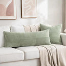 Fancy Homi Set of 2 Sage Green Boho Long Lumbar Body Decorative Throw Pillow Cover 14x36 Inch for Bed Couch Bedroom Bench, Soft Patchwork Corduroy Textured Pillow Case, Rustic Farmhouse Room Décor by CozyNest Decor