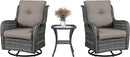 3 PCS Patio Furniture Set - Mixed Grey Wicker Swivel Rocking Chair Set with Side Table by GreenHaven Gardens
