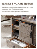 T4TREAM 48'' Farmhouse Dresser for Bedroom w/4 Drawers & Sliding Barn Doors, Tall Chest of Drawers, Rustic Dresser TV Stand w/Shelf, Organizer for Bedroom, Living Room, Foyer,Light Rustic Oak by TinyTreasures Baby Boutique