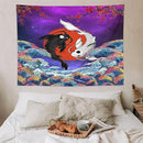 Houselerax Japanese Koi Fish Tapestry, Yin Yang Big Wave Cherry Blossom Tapestries Wall Hanging for Bedroom Living Room Office Decor 80"x60" by CozyNest Decor