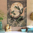 Lunerfex Moonlit Banjo Frog Wall Tapestry, Whimsical Amphibian Musician Tapestries for Room Decor, Folk Art Tapestry 36L x 48W by CozyNest Decor